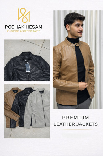 کت چرم صنعتی مردانه وارداتی یقه ایستاده ساده آستر خز