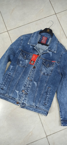 کت جین مردانه آبی بدون خز پارچه پر کِشی سنگشور