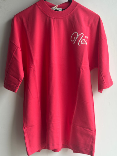 تی شرت مردانه باکسی رنگ سرخ آبی