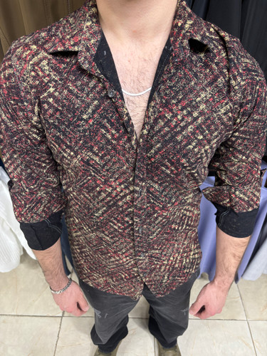 پیراهن اندامی طرح دار پارچه 65٪ نخ مردانه