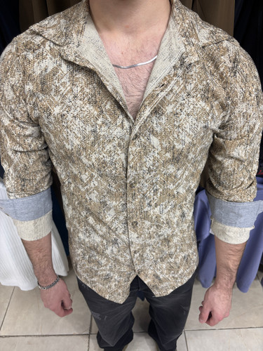 پیراهن طرح دار مردانه اندامی نخی کیفیت بالا