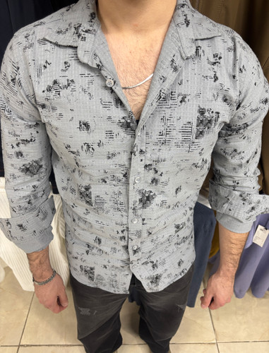 پیراهن پارچه بیسکوییت مردانه اندامی کیفیت