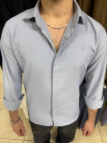 پیراهن دوشین اندامی دکمه مخفی مردانه ضد چروک کیفیت بالا