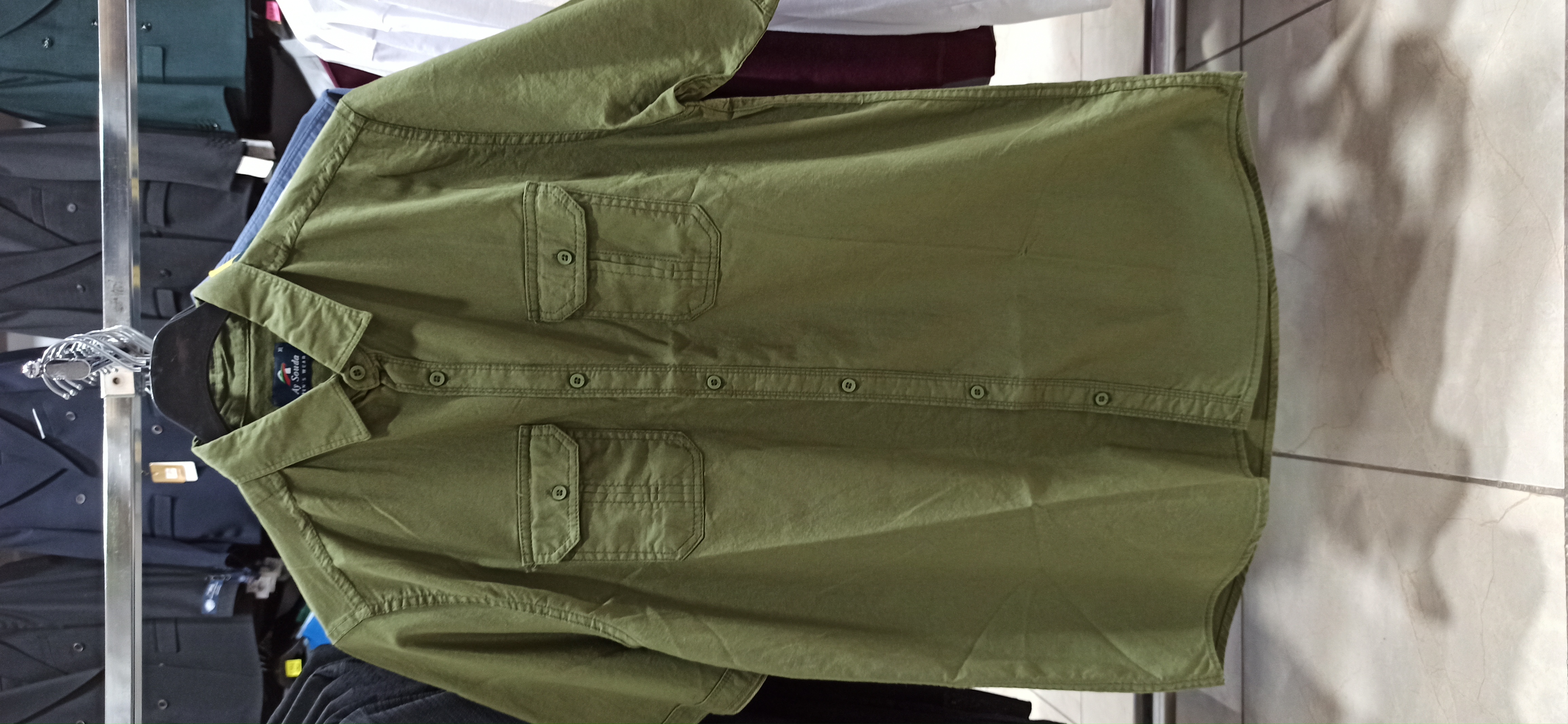 پیراهن مردانه آستین کوتاه کتان دوجیب